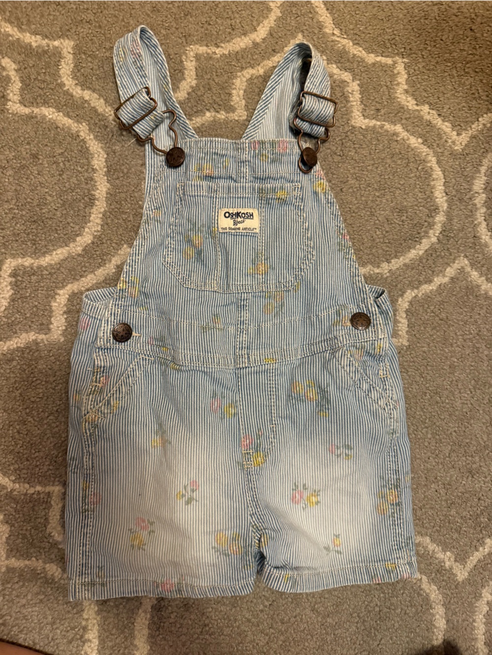 Osh Kosh Shortall Girls Blur and White Stripe with Floral